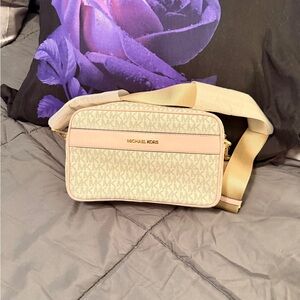 Michael Kors Beige and Pink Crossbody Bag